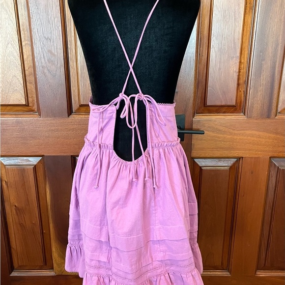 Free People Desert Days Dramatic Orchid Mini Tier Dress Prairie Sundress Medium - Picture 6 of 9